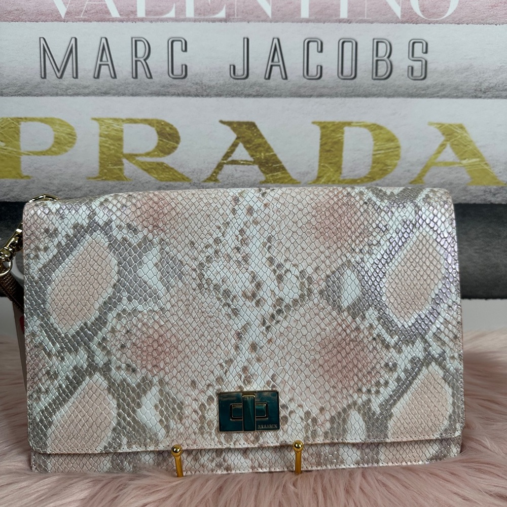 Brahmin 'Lily Pouch' Pink Madera clutch